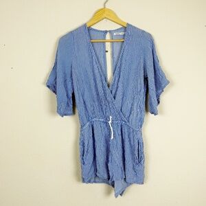 Faithfull The Brand Blue Stripe Minimalist Romper Size Small